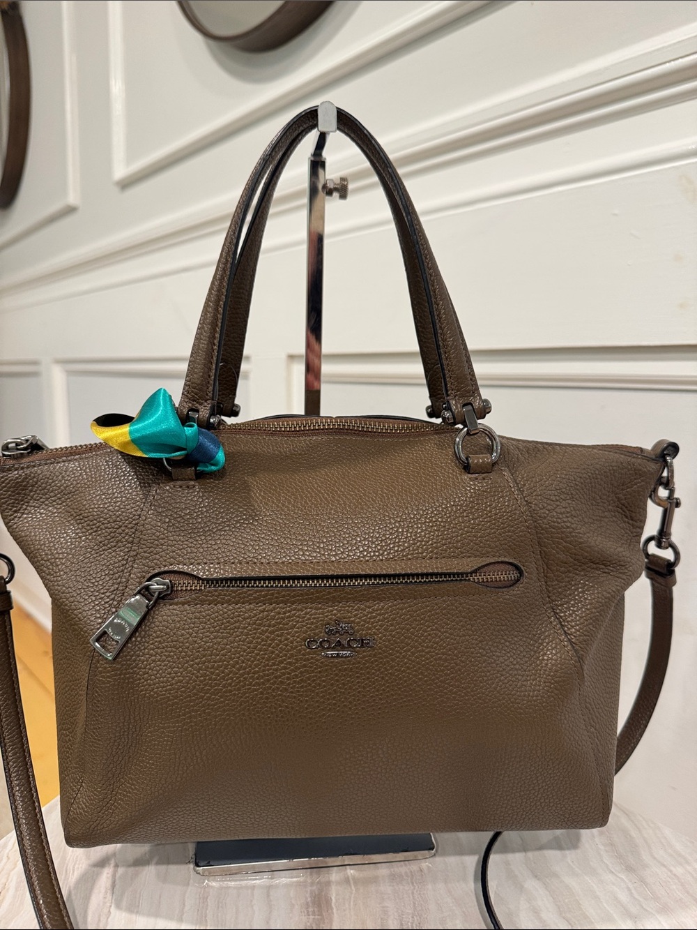 Coach Bag Prairie Brown Pebbled Leather Satchel - Picture 4 of 17